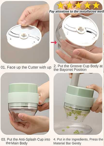 Wireless Handy Electric Vegetable Chopper - 4 in 1